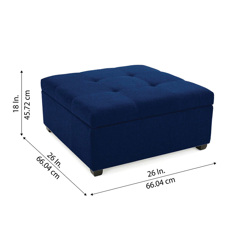 Tufted Storage Square Ottoman Bench Mustard Blue