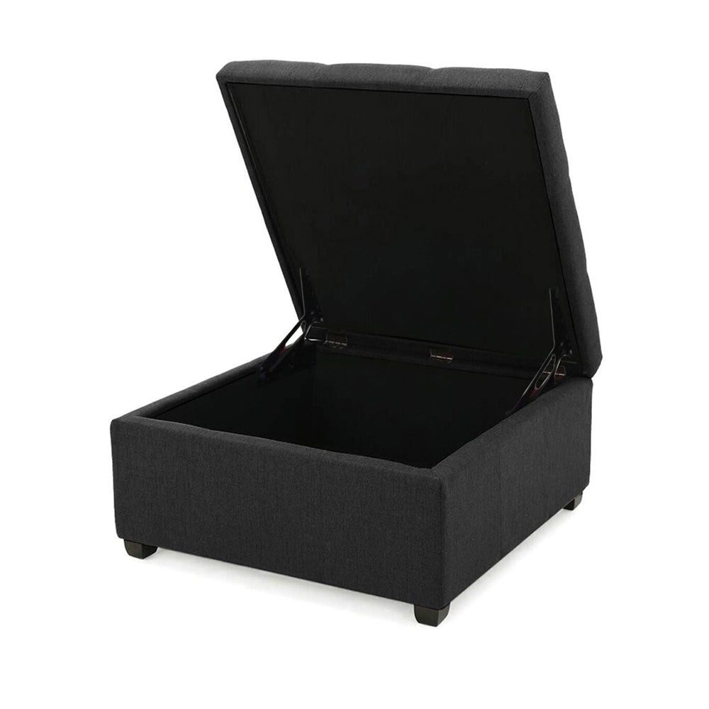 Tufted Storage Square Ottoman Bench Mustard Grey