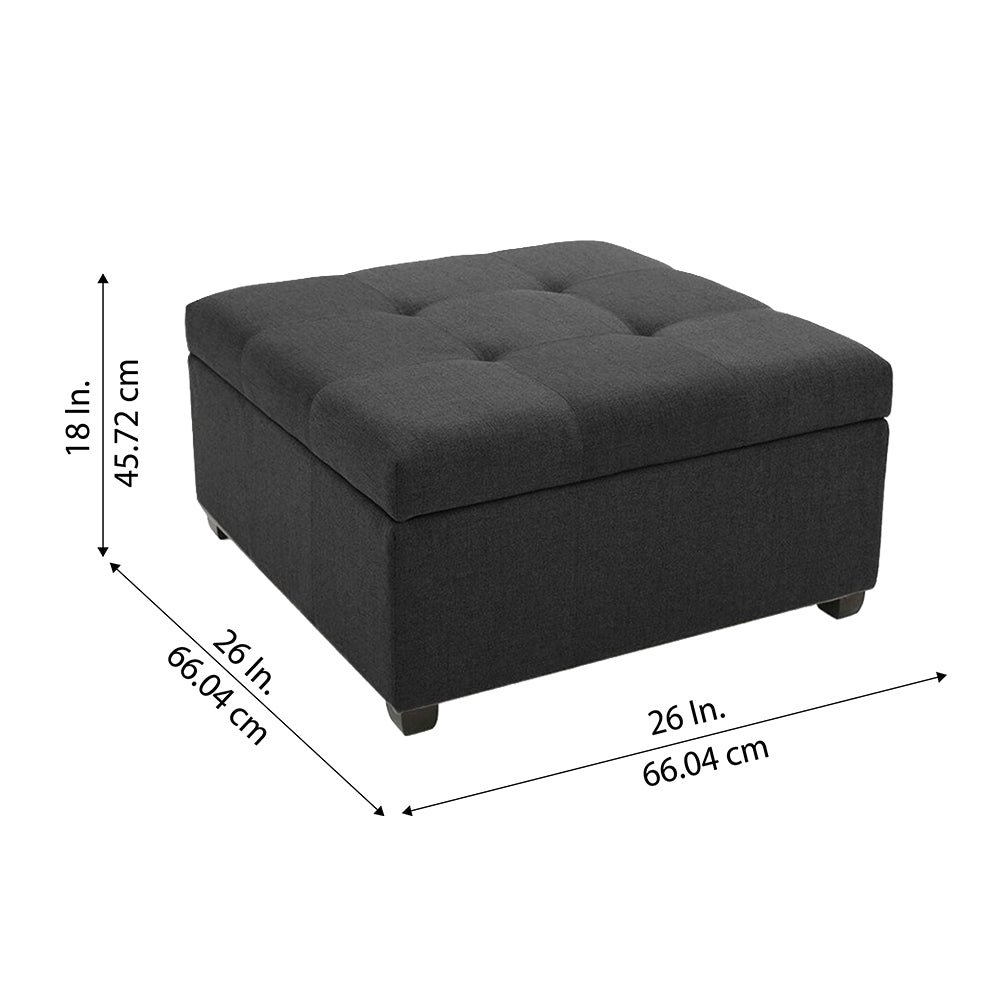 Tufted Storage Square Ottoman Bench Mustard Grey