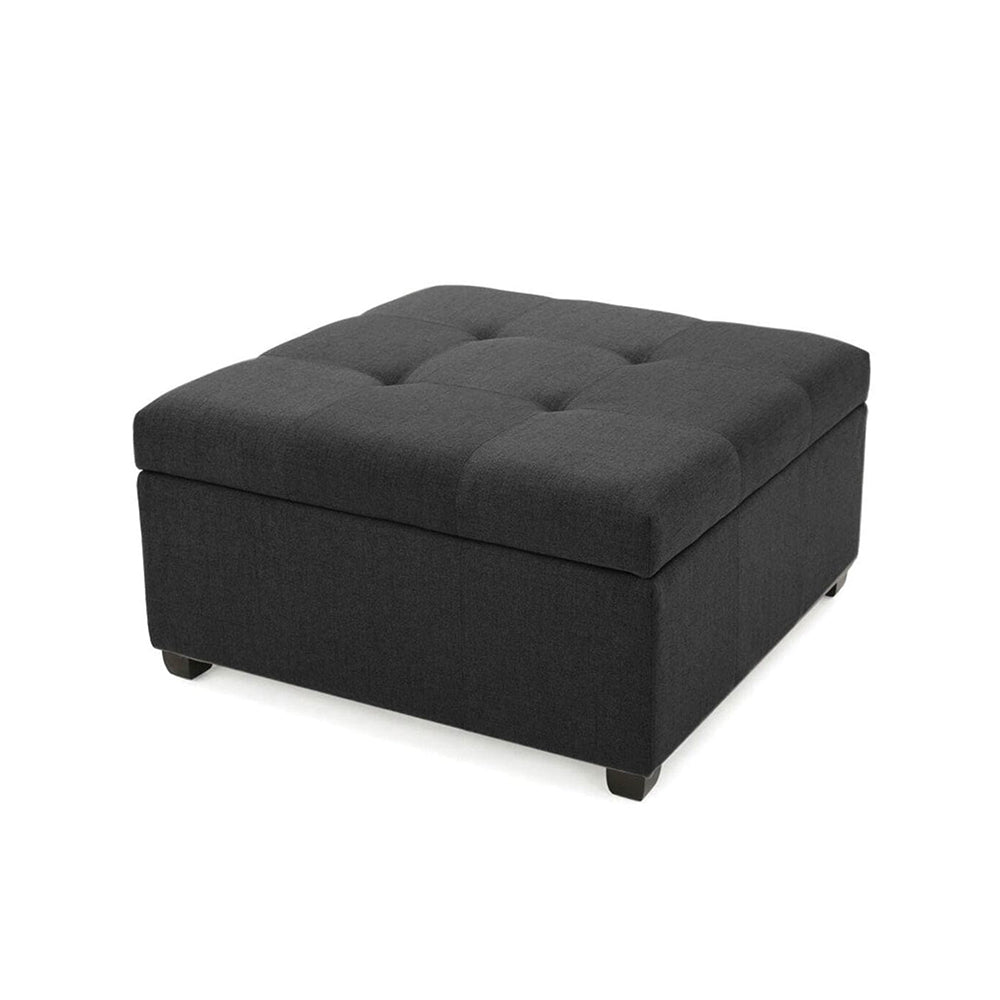 Tufted Storage Square Ottoman Bench Mustard Grey