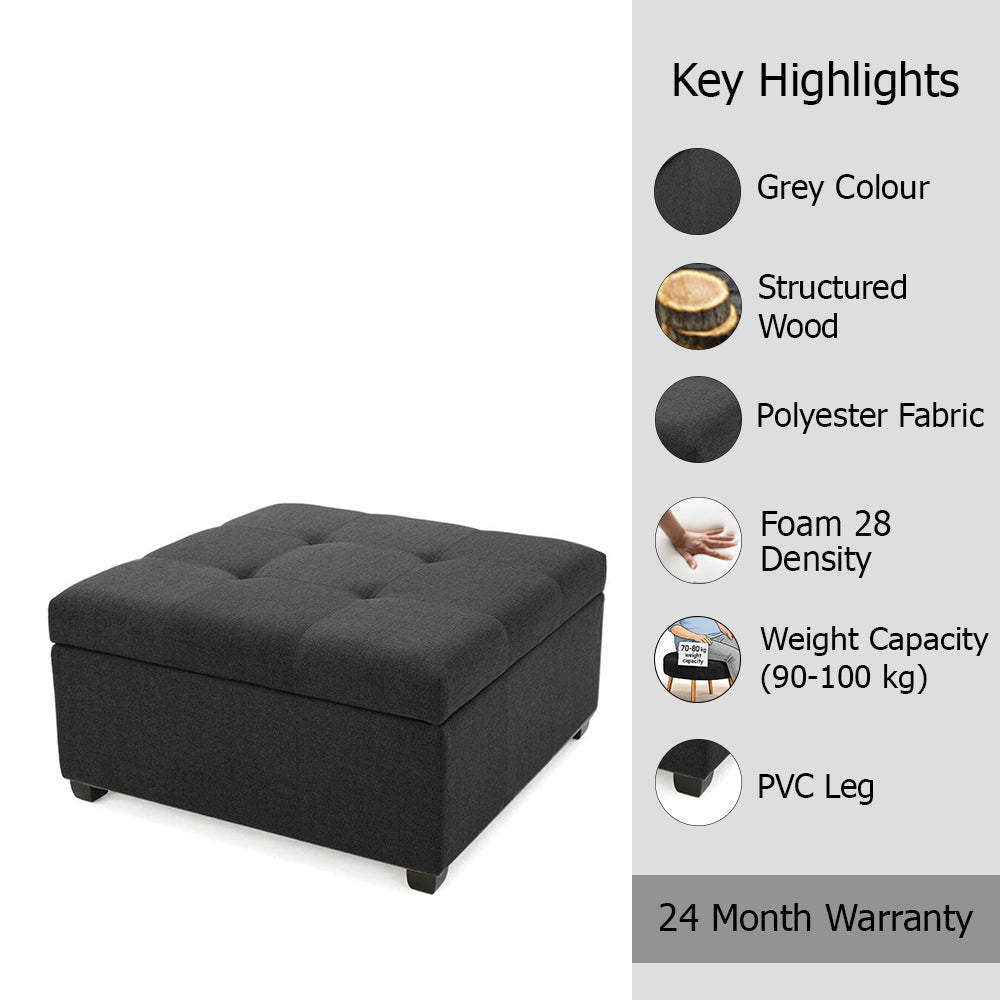 Tufted Storage Square Ottoman Bench Mustard Grey