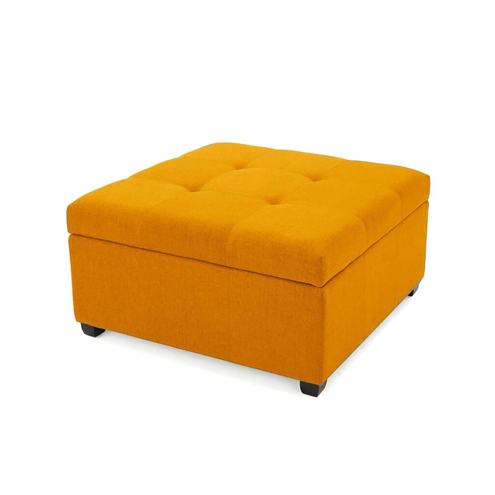 Tufted Storage Square Ottoman Bench Mustard Orange