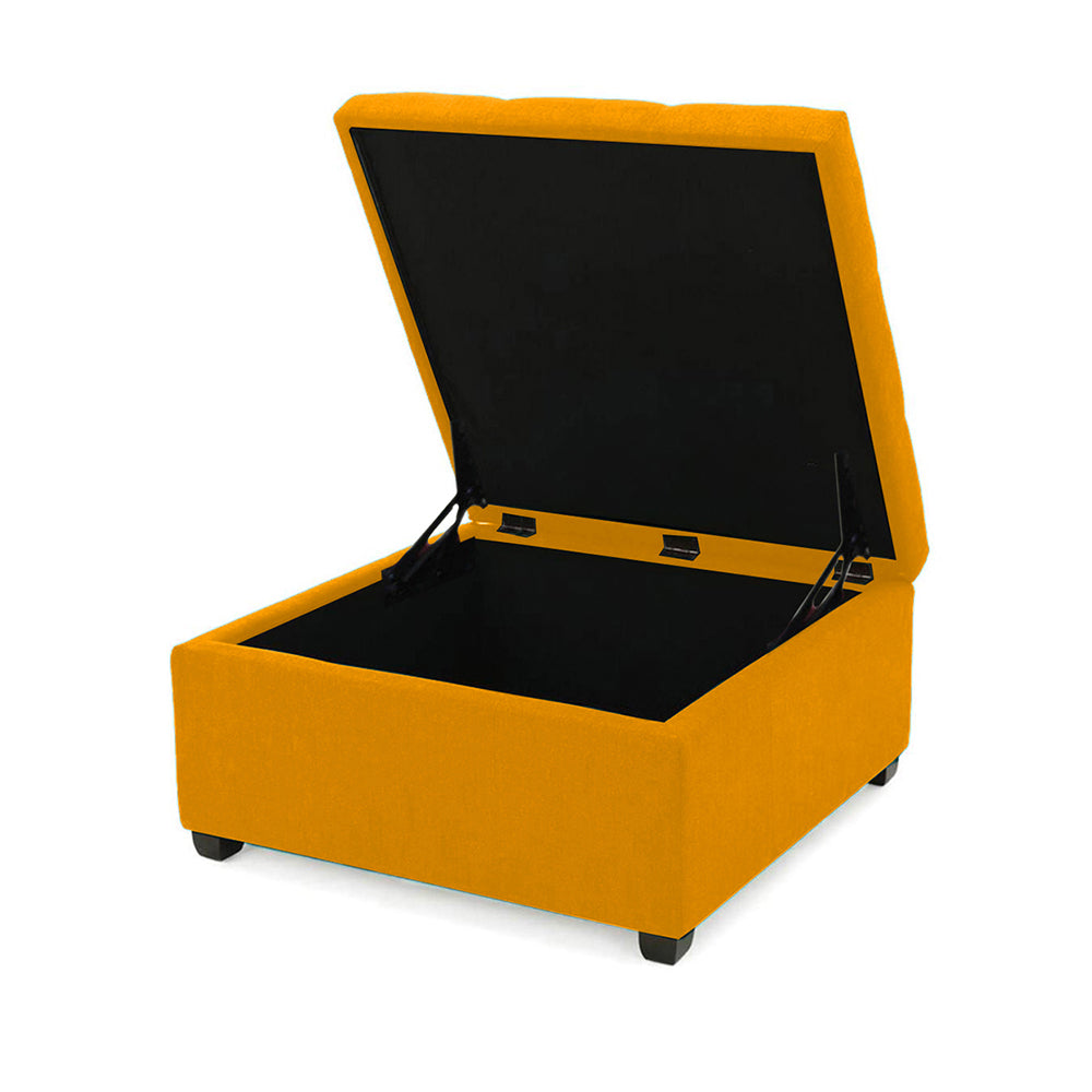 Tufted Storage Square Ottoman Bench Mustard Orange