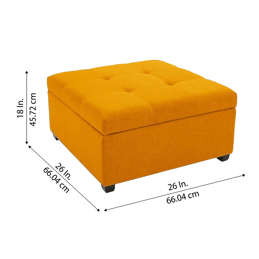 Tufted Storage Square Ottoman Bench Mustard Orange
