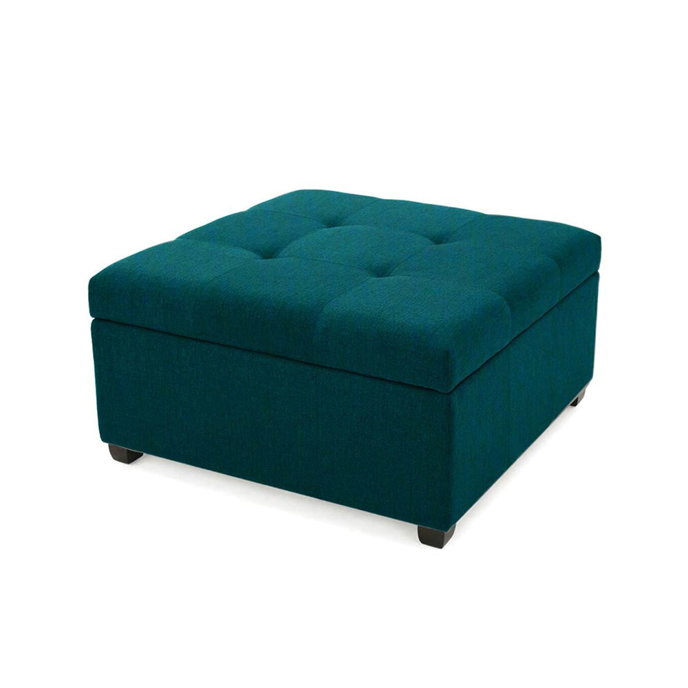 Tufted Storage Square Ottoman Bench Mustard Teal