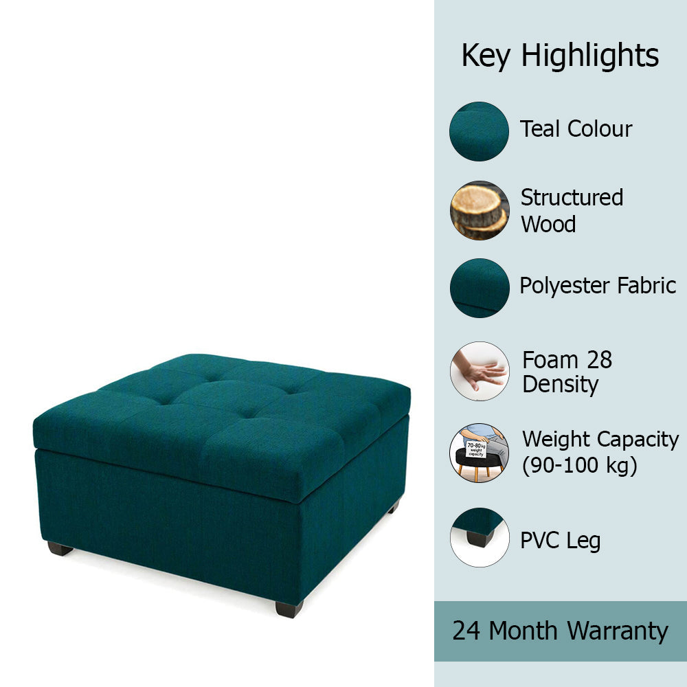 Tufted Storage Square Ottoman Bench Mustard Teal