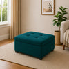 Tufted Storage Square Ottoman Bench Mustard Teal