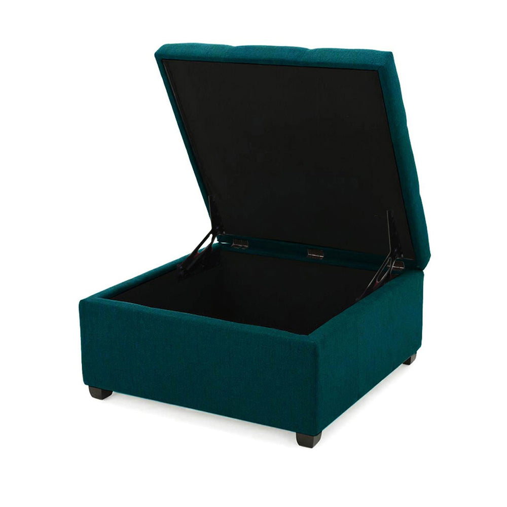 Tufted Storage Square Ottoman Bench Mustard Teal