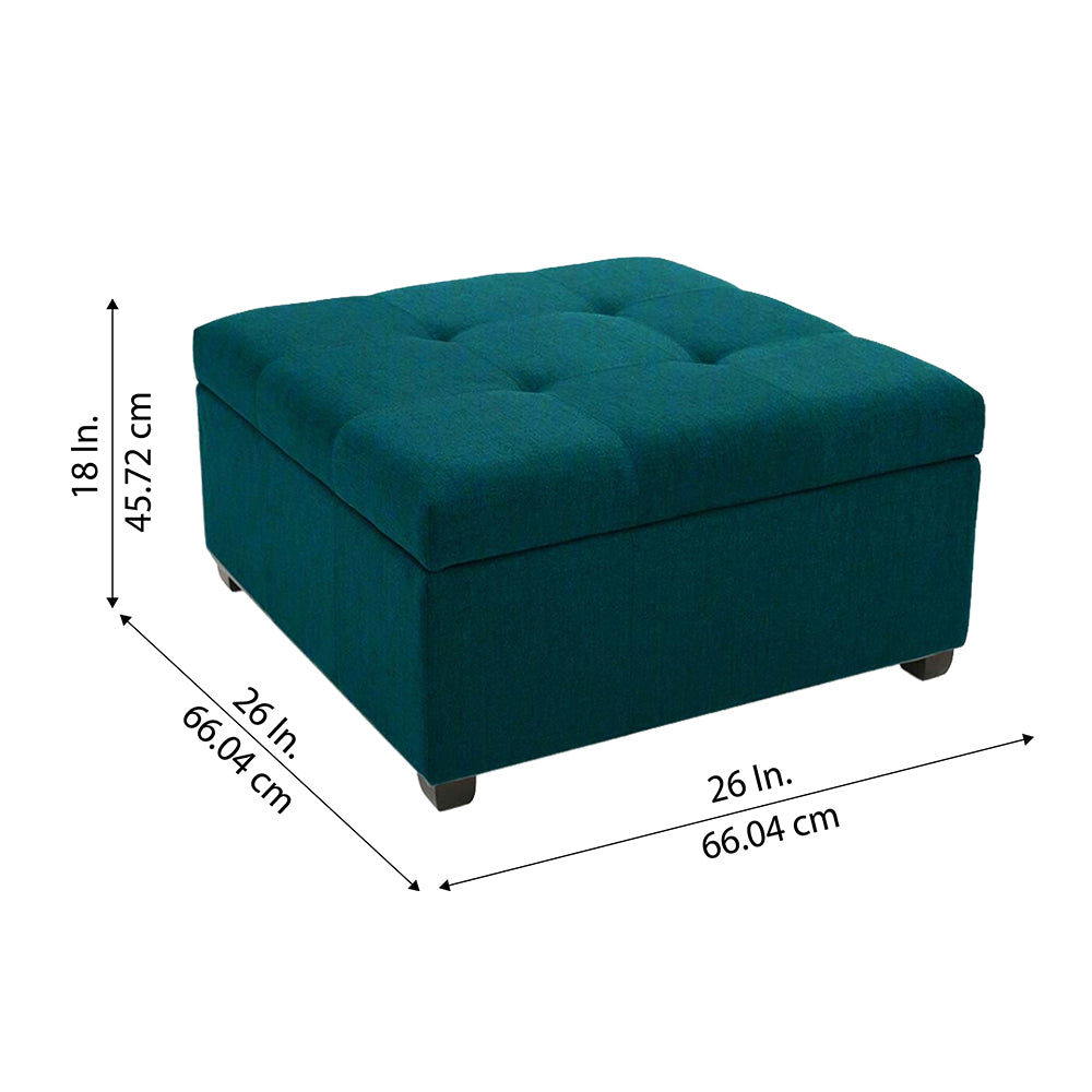 Tufted Storage Square Ottoman Bench Mustard Teal