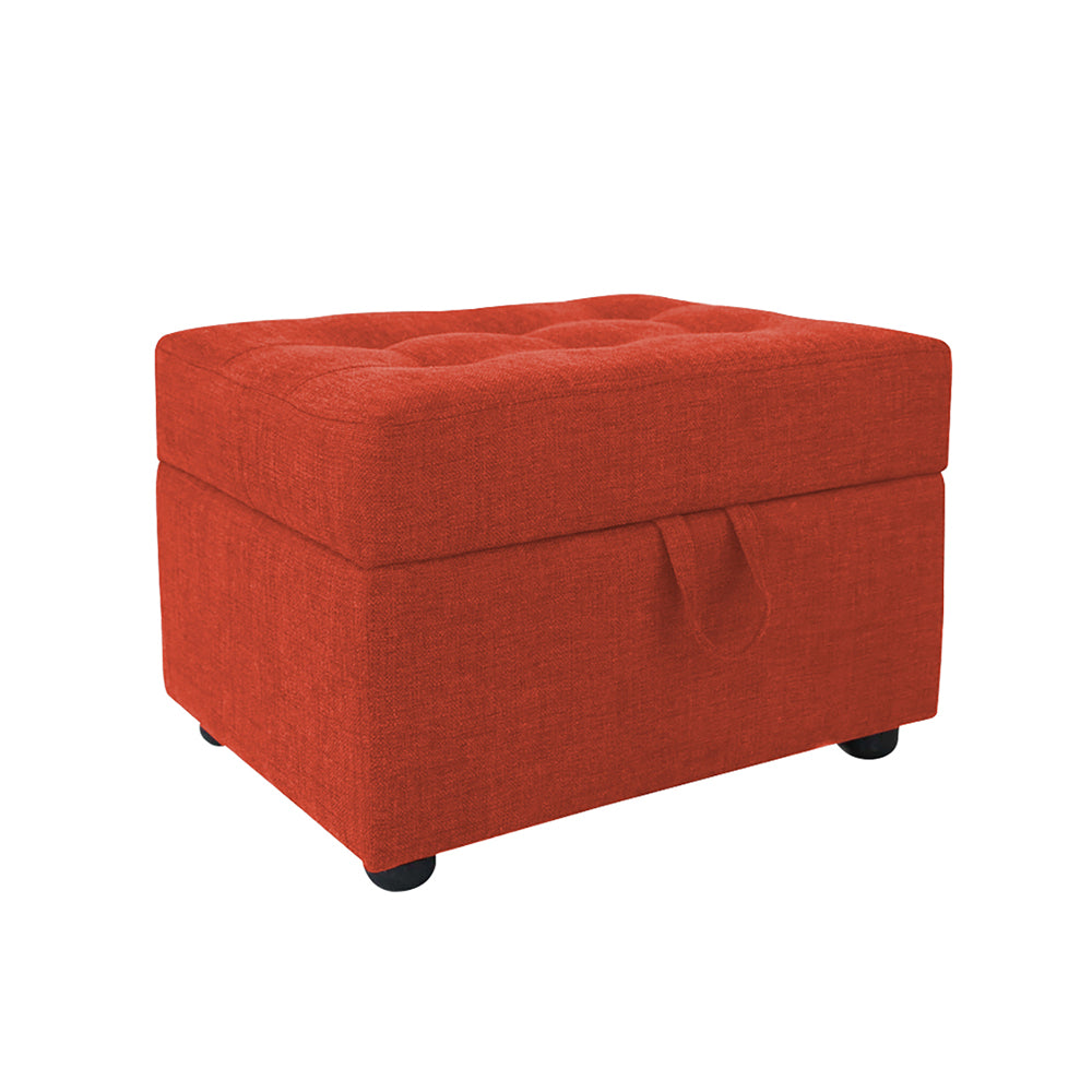Tufted Storage Square Ottoman Bench Orange