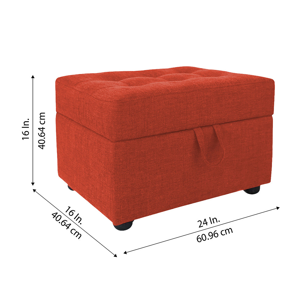 Tufted Storage Square Ottoman Bench Orange