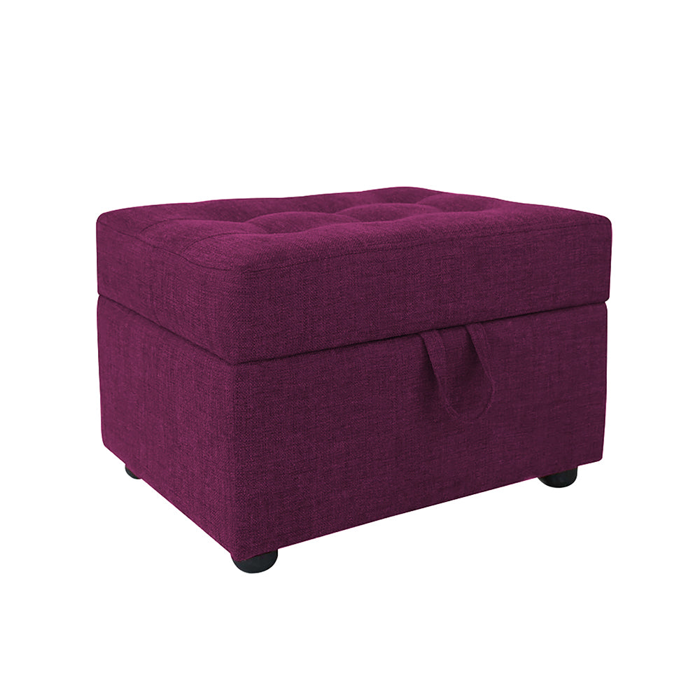 Tufted Storage Square Ottoman Bench Purple