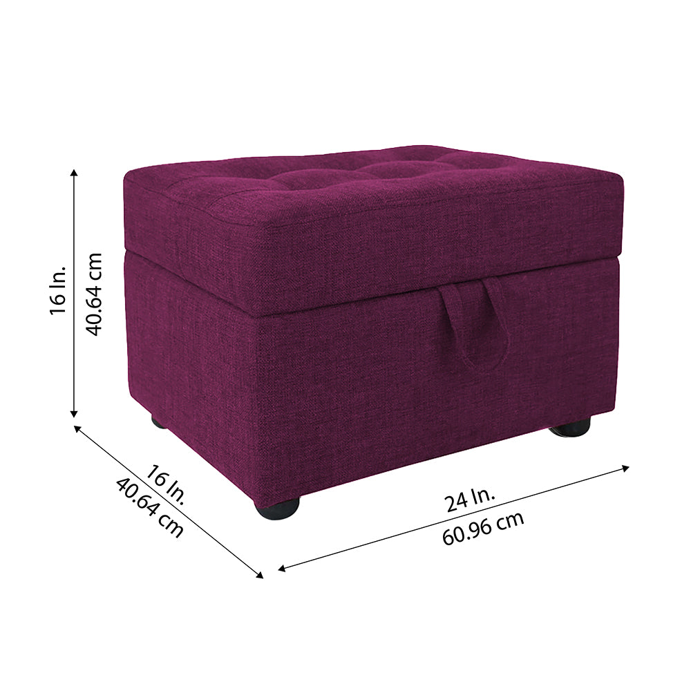 Tufted Storage Square Ottoman Bench Purple