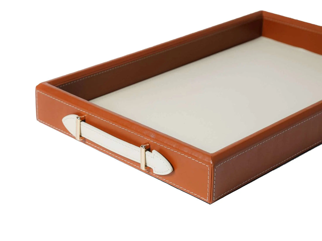 Vaulta Genuine Leather Tray - Sepia Homes