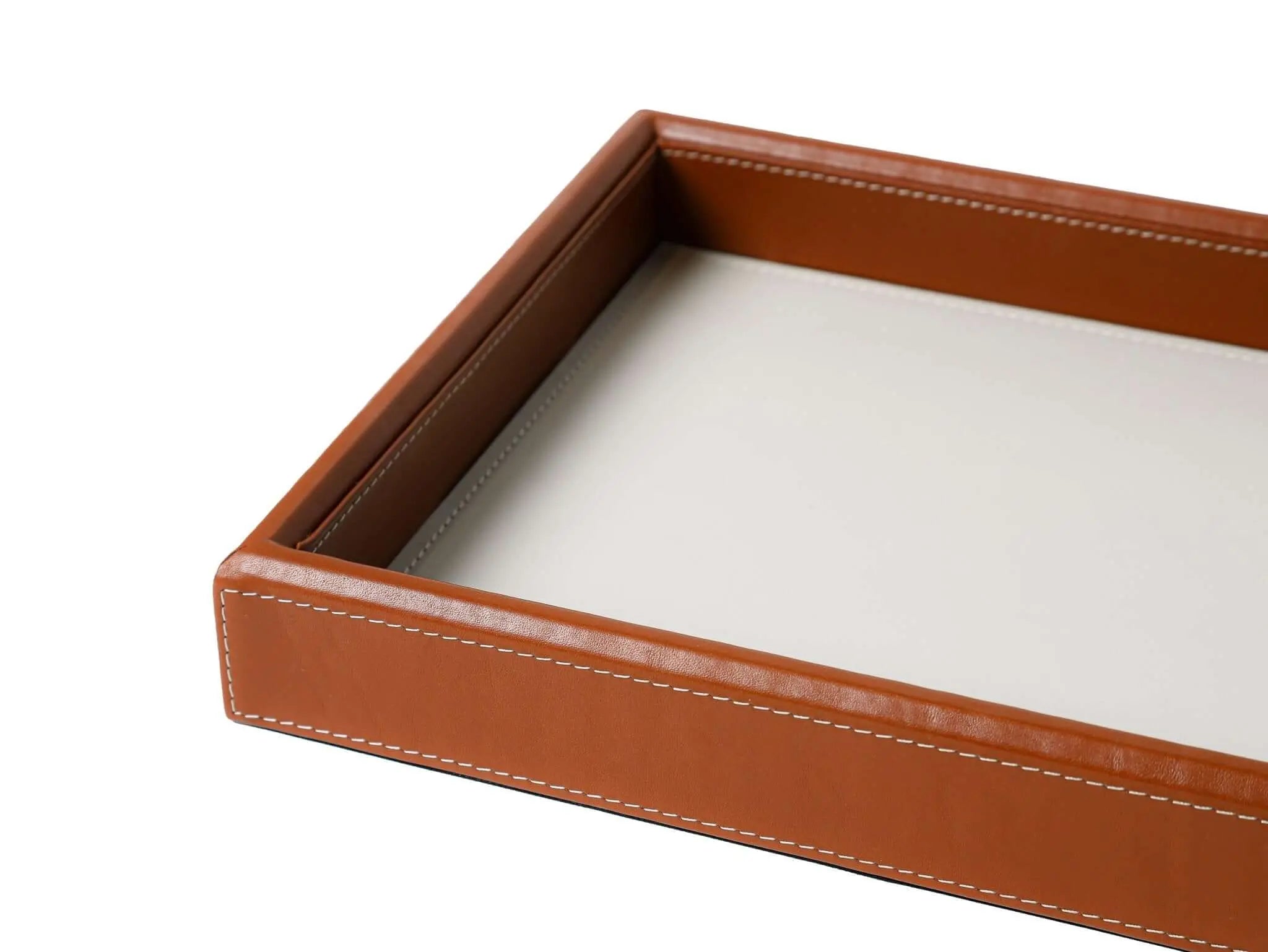 Vaulta Genuine Leather Tray - Sepia Homes