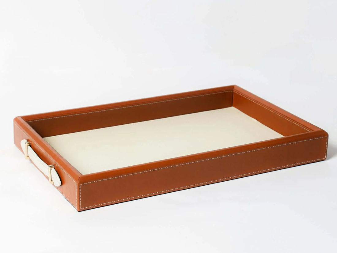 Vaulta Genuine Leather Tray - Sepia Homes