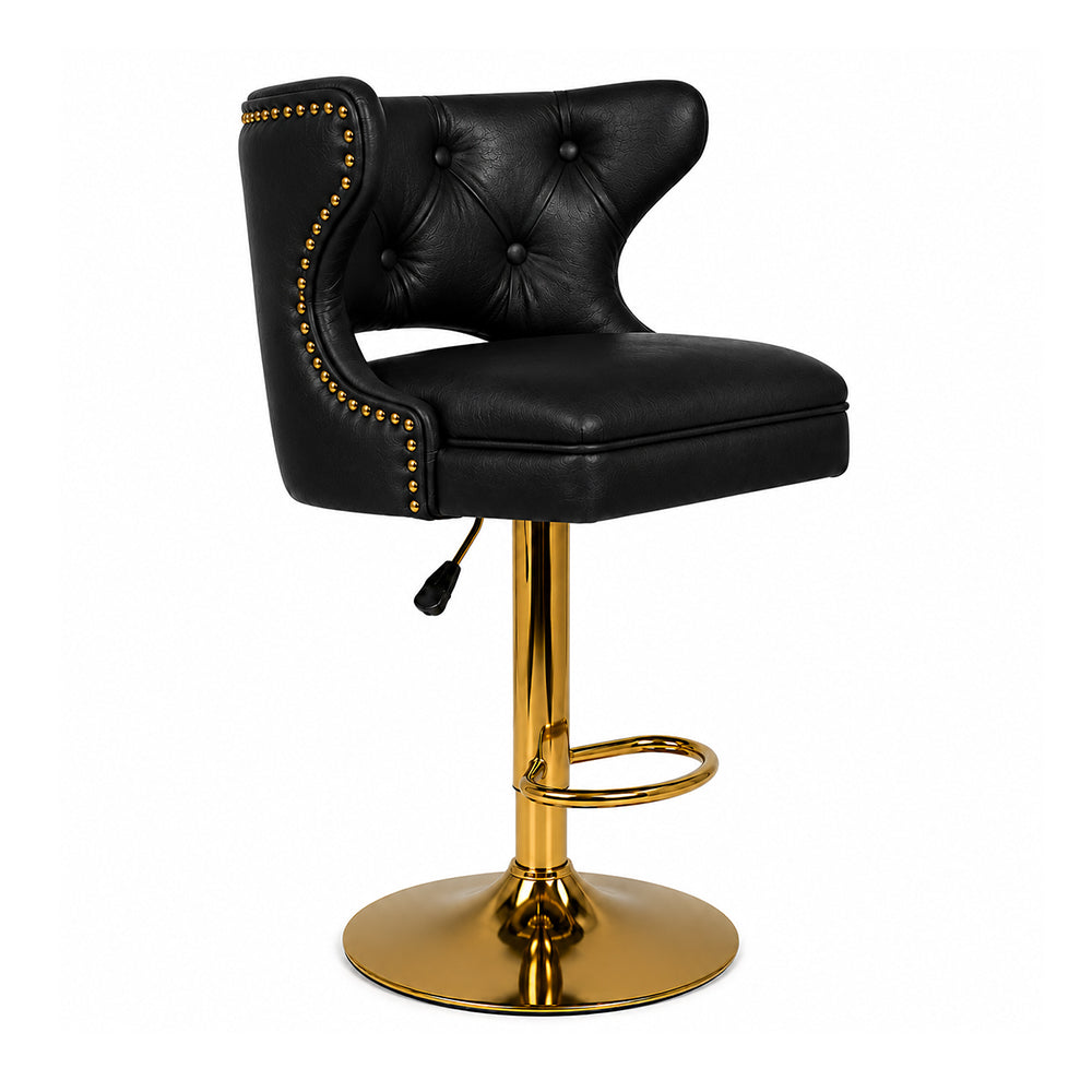 Verona Black Faux Leather Adjustable Bar Stool