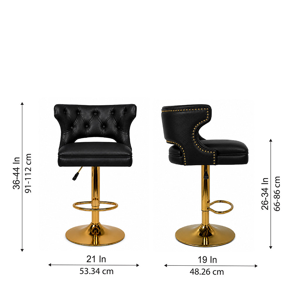 Verona Black Faux Leather Adjustable Bar Stool