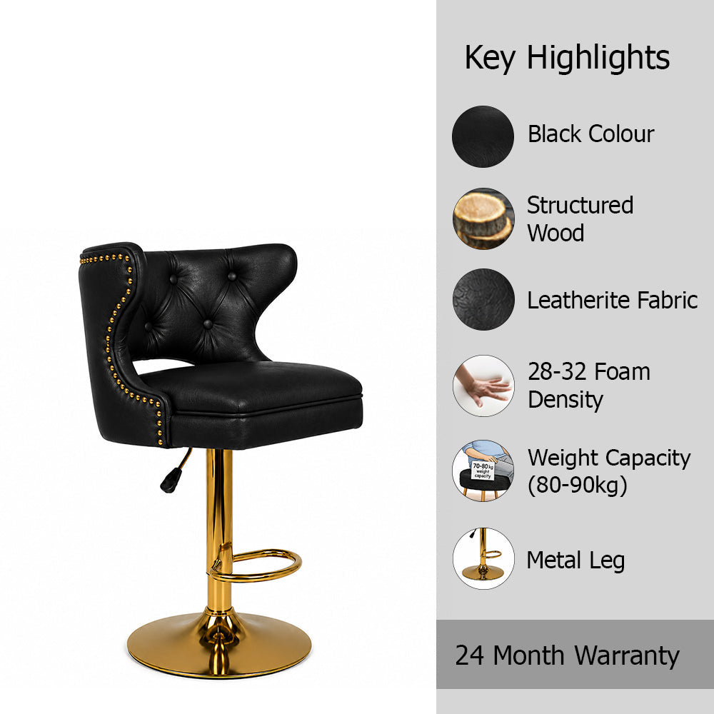 Verona Black Faux Leather Adjustable Bar Stool