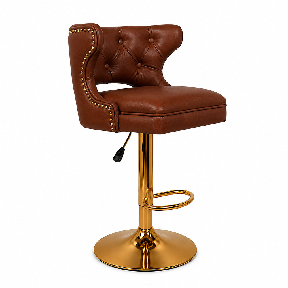 Verona Brown Faux Leather Adjustable Bar Stool