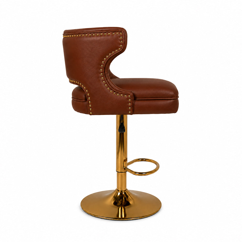 Verona Brown Faux Leather Adjustable Bar Stool