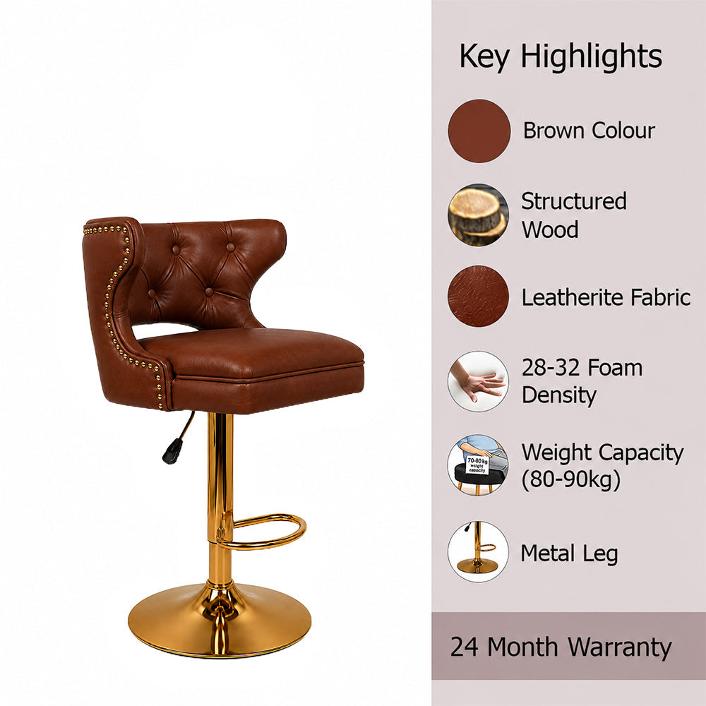 Verona Brown Faux Leather Adjustable Bar Stool