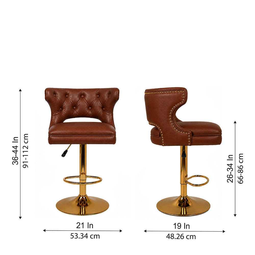 Verona Brown Faux Leather Adjustable Bar Stool