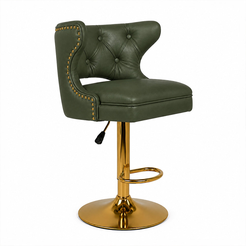 Verona Green Faux Leather Adjustable Bar Stool