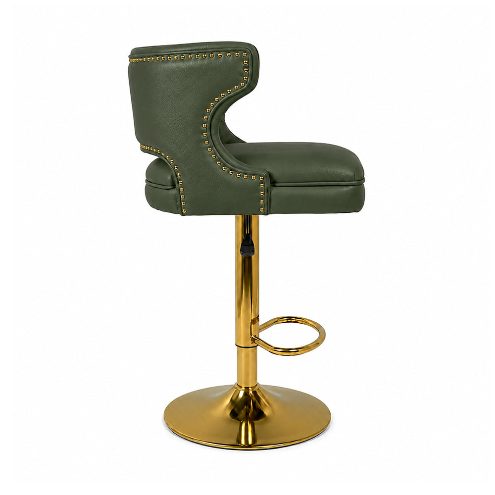 Verona Green Faux Leather Adjustable Bar Stool