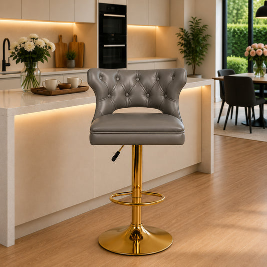 Verona Grey Faux Leather Adjustable Bar Stool