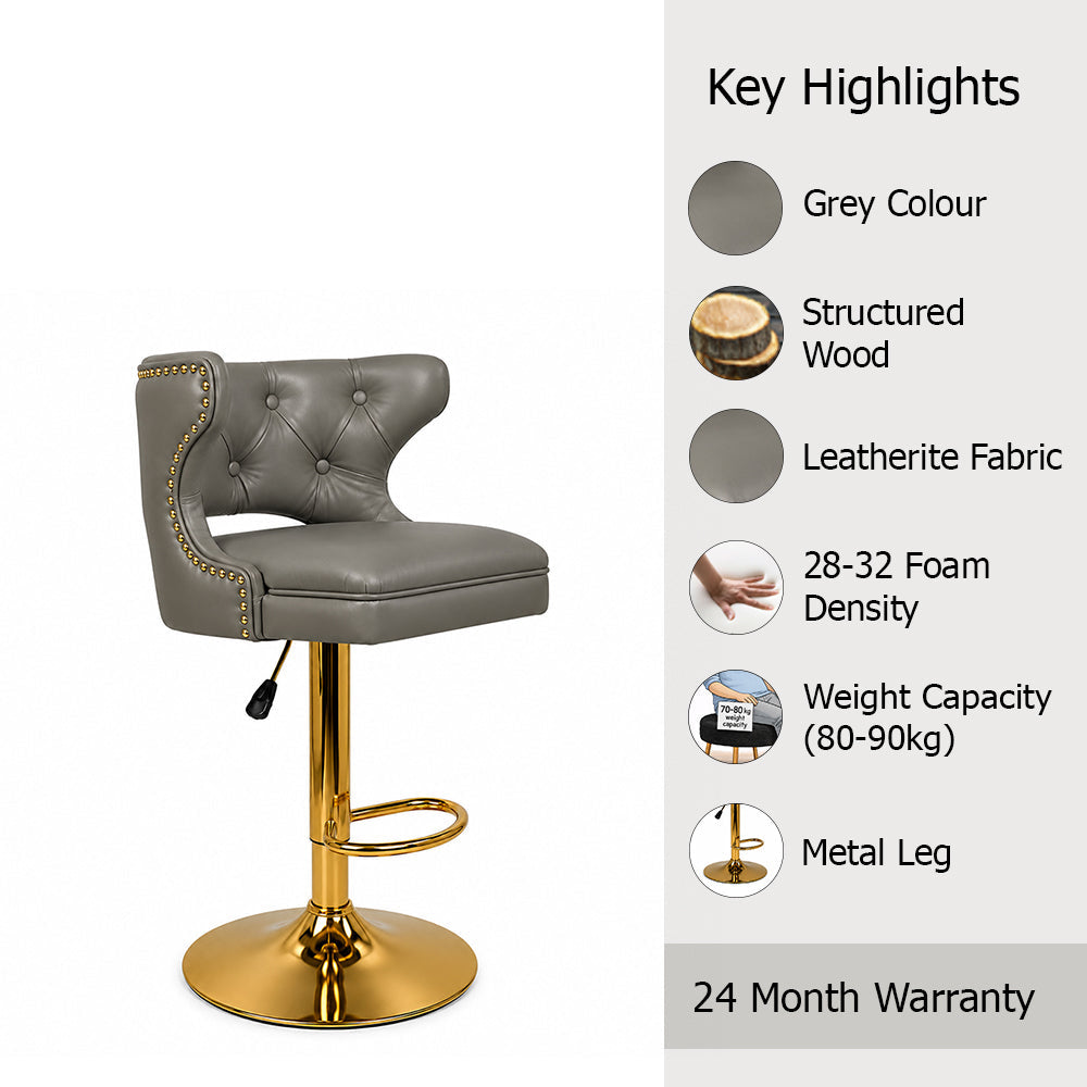 Verona Grey Faux Leather Adjustable Bar Stool