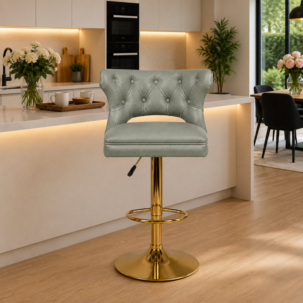 Verona Sage Faux Leather Adjustable Bar Stool