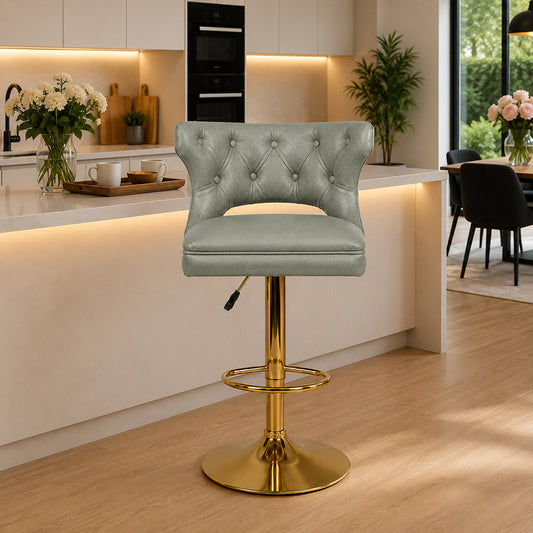 Verona Sage Faux Leather Adjustable Bar Stool