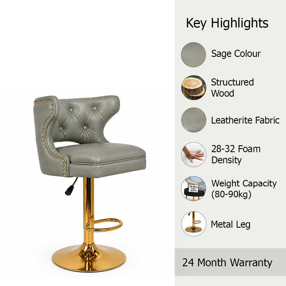 Verona Sage Faux Leather Adjustable Bar Stool