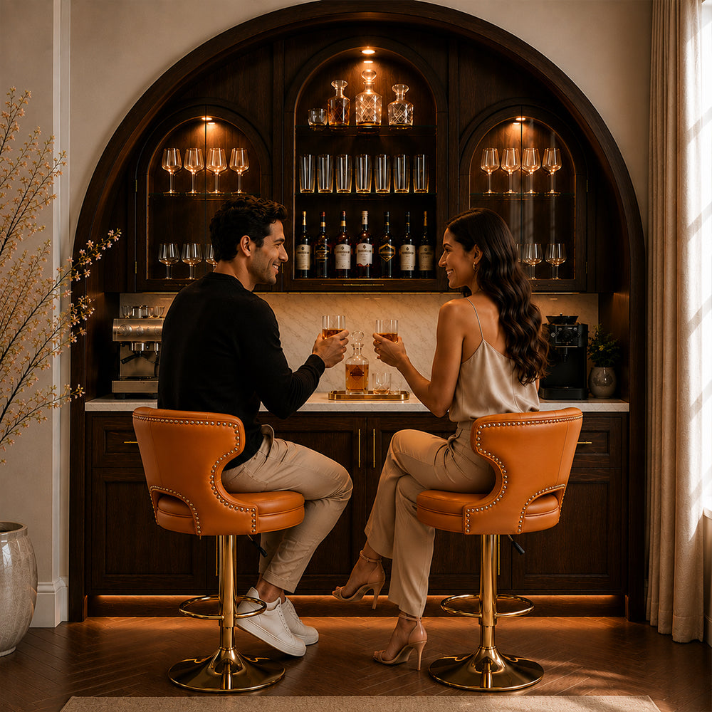 Verona Tan Faux Leather Adjustable Bar Stool