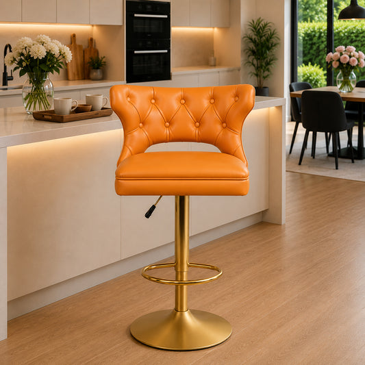 Verona Tan Faux Leather Adjustable Bar Stool