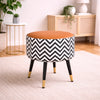 Zig Zag Tan Black Chevron Ottoman - Gold Tips
